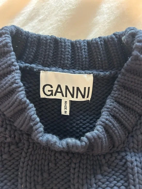 Ganni Navy Cable-Knit Sleeveless Sweater - Picture 3 of 6
